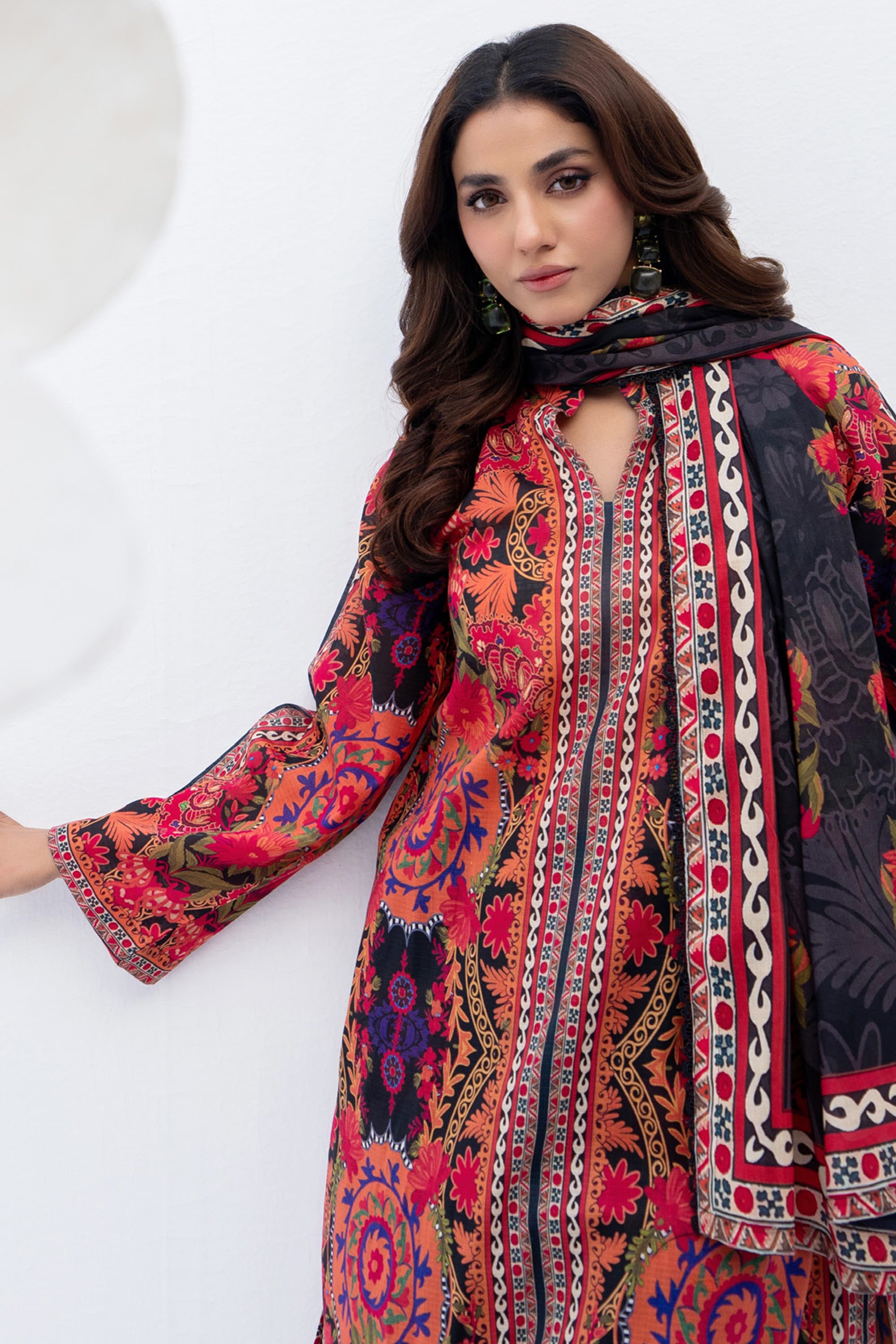 Crimson Bloom Printed Lawn Suit