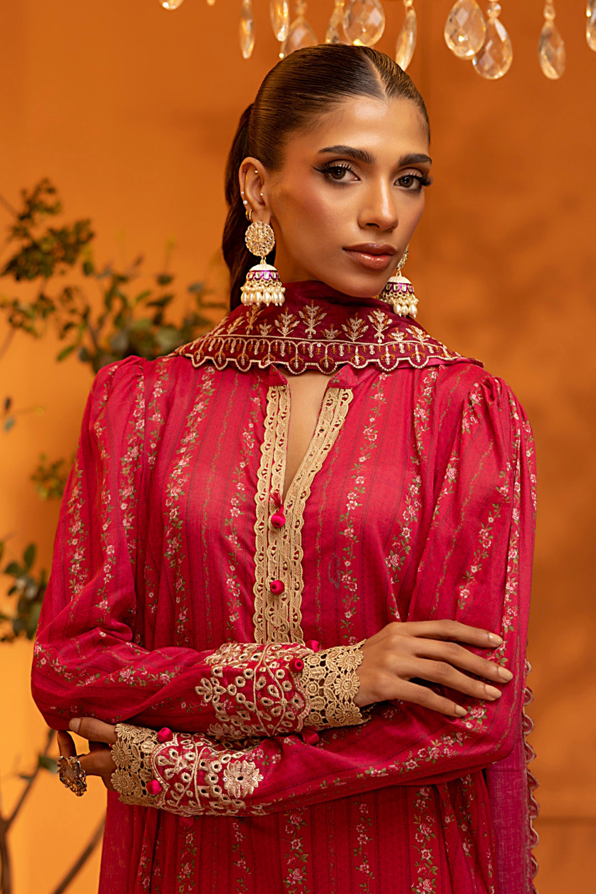 Salina cutwork dupatta collection Luxurious Red