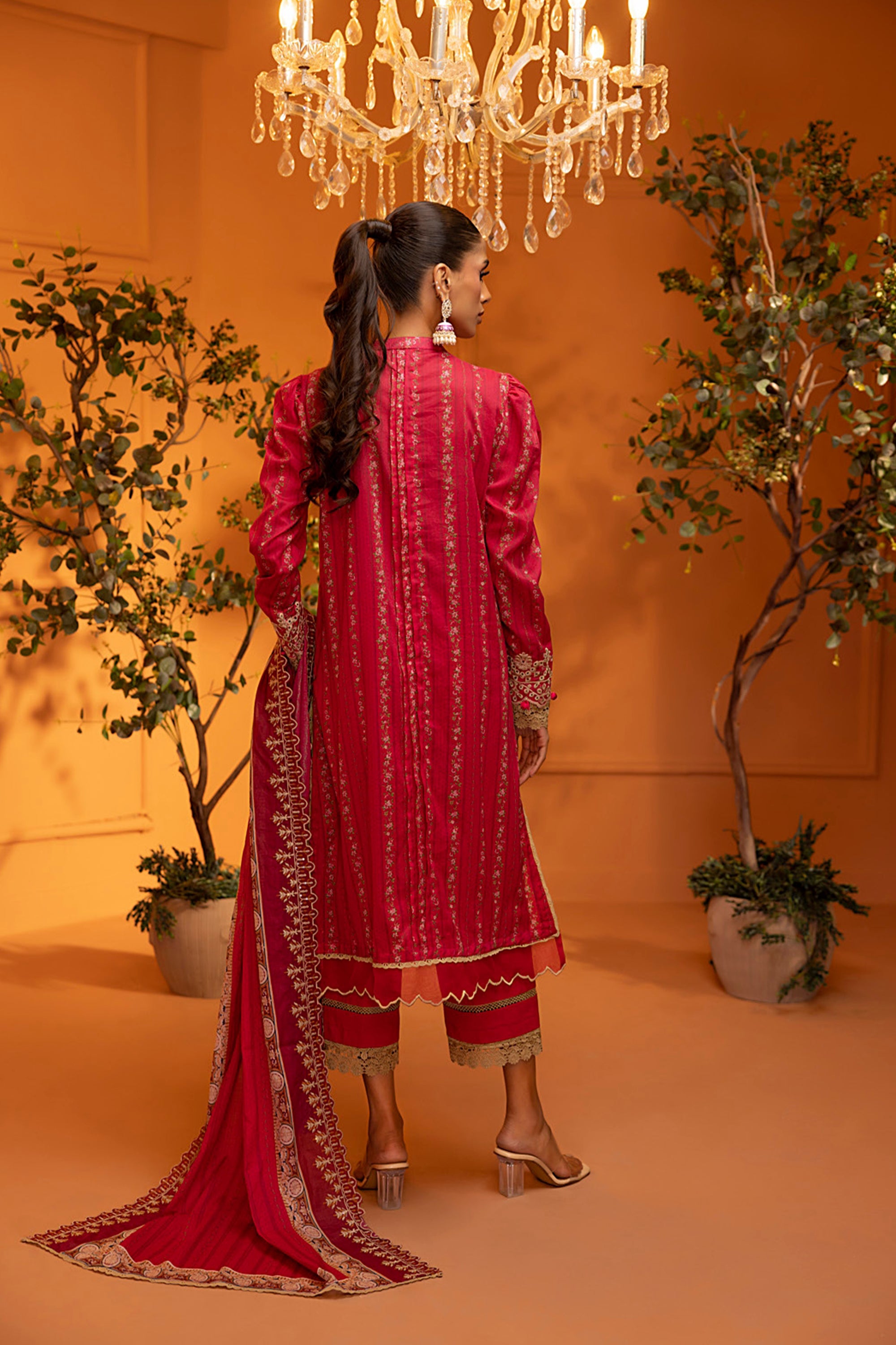 Salina cutwork dupatta collection Luxurious Red