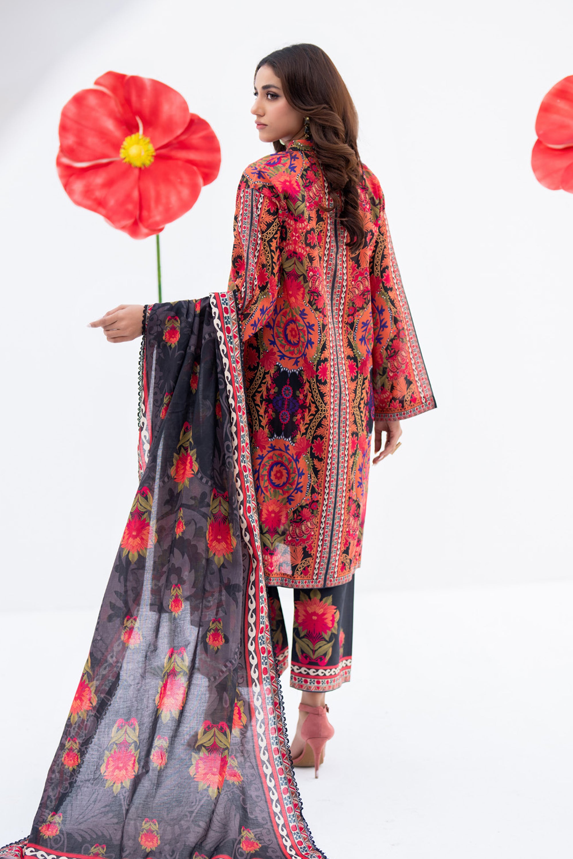 Crimson Bloom Printed Lawn Suit