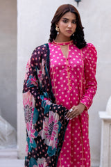 Identic Separates Lawn With Bamber Dupatta Rose Radiance