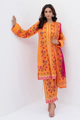 Tangerine Bloom Printed Lawn Suit