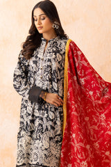 Lunar Bloom Scarlet Whisper Lawn Suit