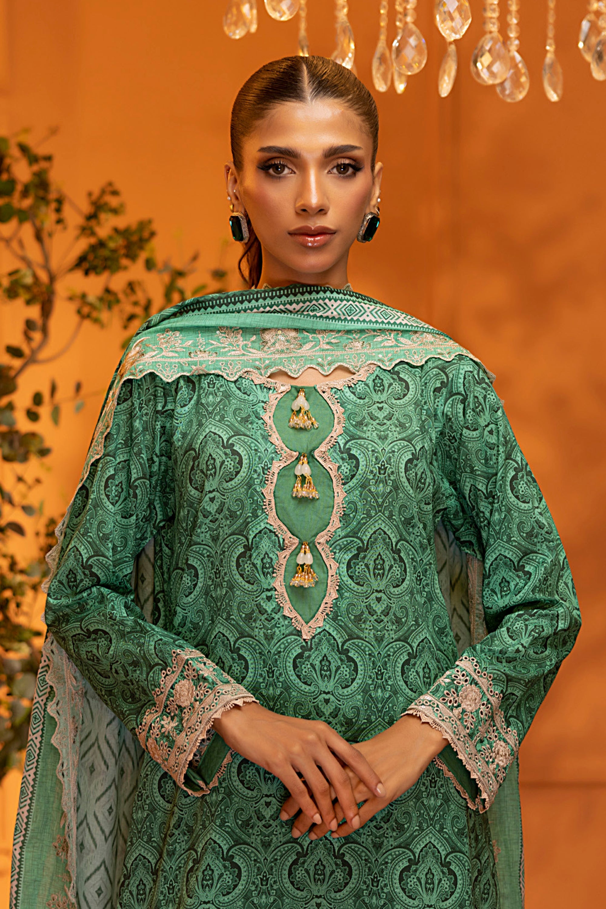 Salina Cutwork Dupatta Collection Exquisite Green