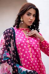 Identic Separates Lawn With Bamber Dupatta Rose Radiance
