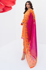 Tangerine Bloom Printed Lawn Suit