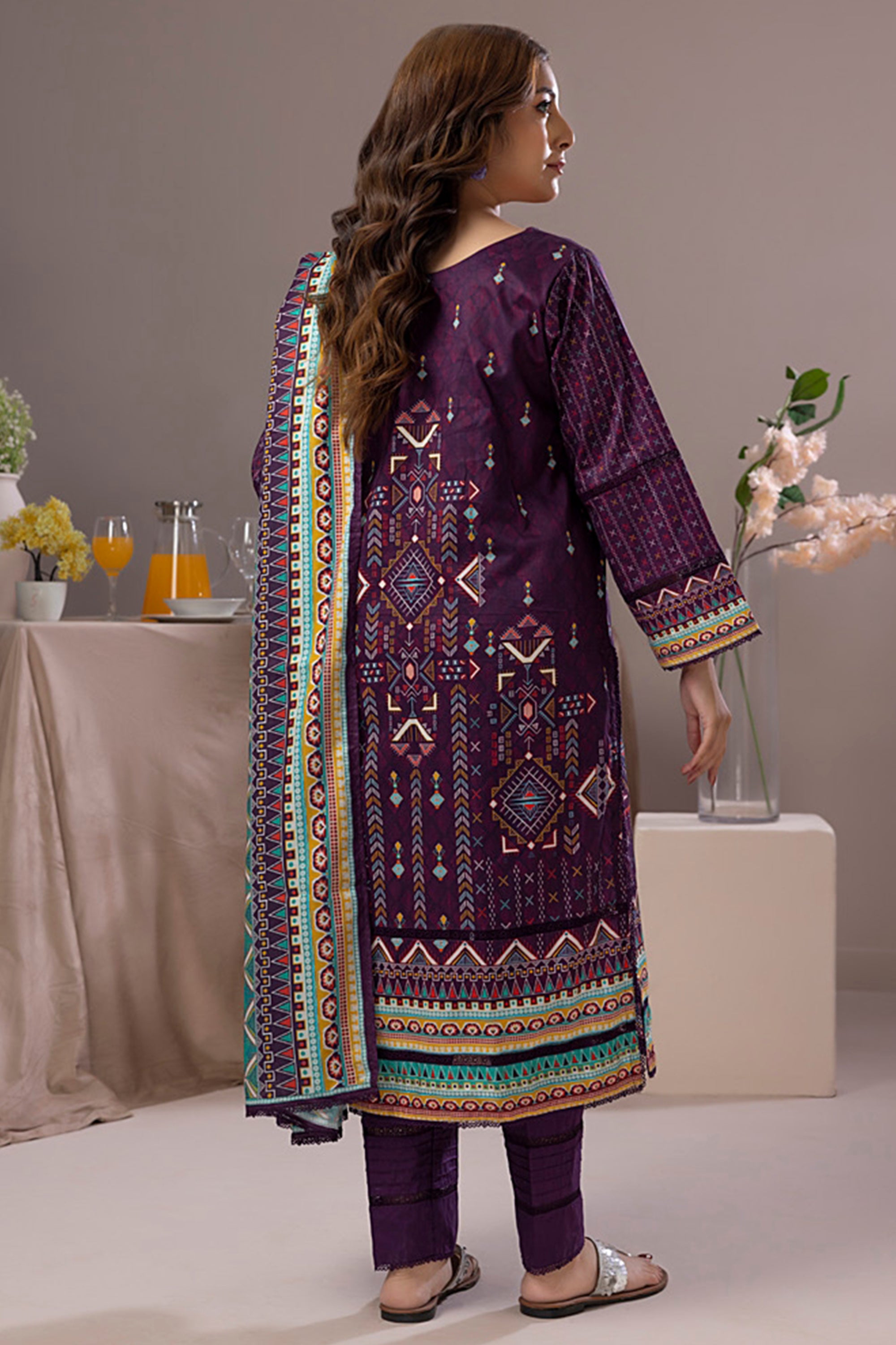 Salina Weaving Dobby Purple Ethnic Suit