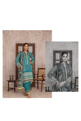 Salina 3PC Printed Lawn Suit-ST Graceful Teal Ensemble