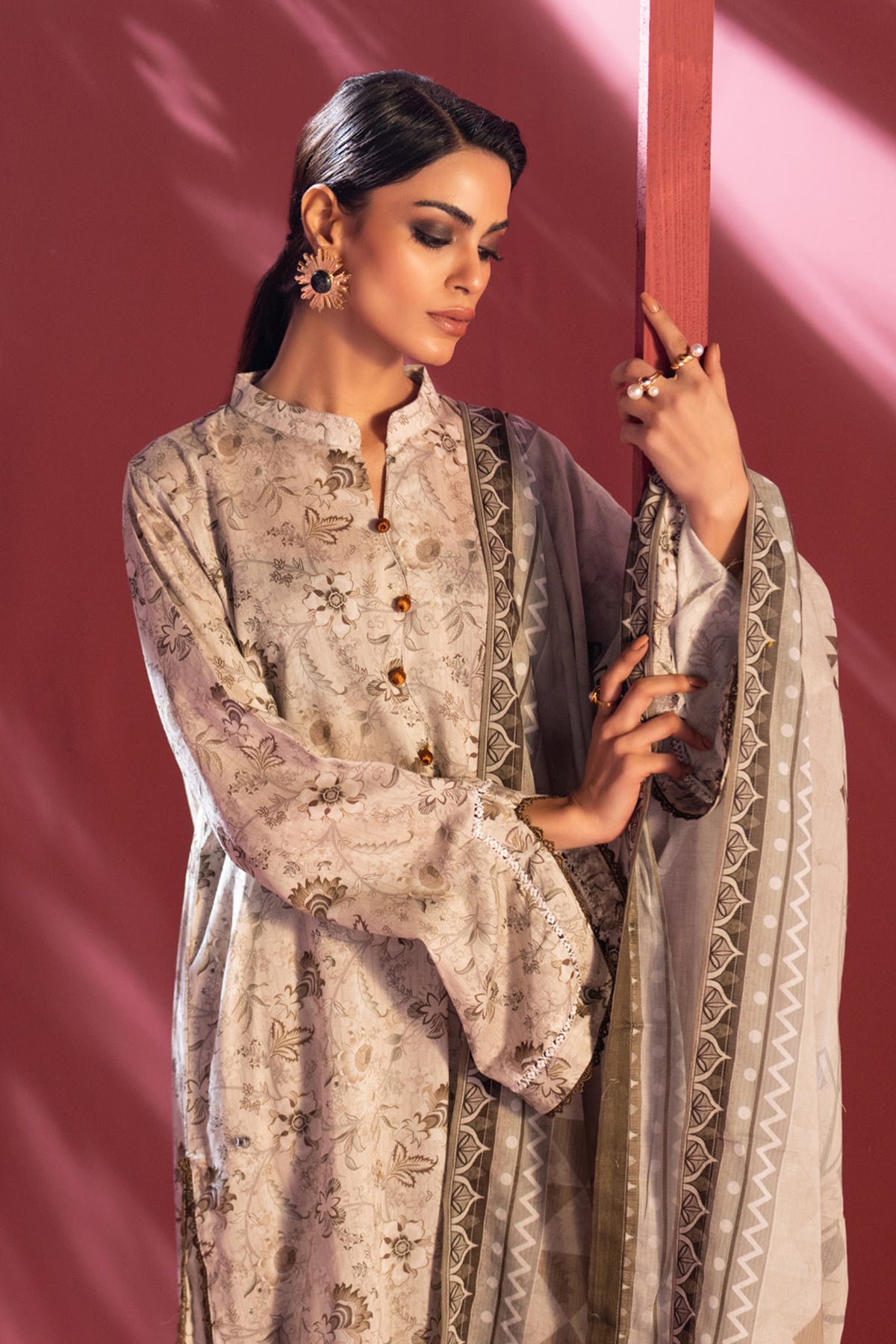Stella Digital Printed Lawn Timeless Beige Elegance