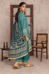 Salina 3PC Printed Lawn Suit-ST Graceful Teal Ensemble