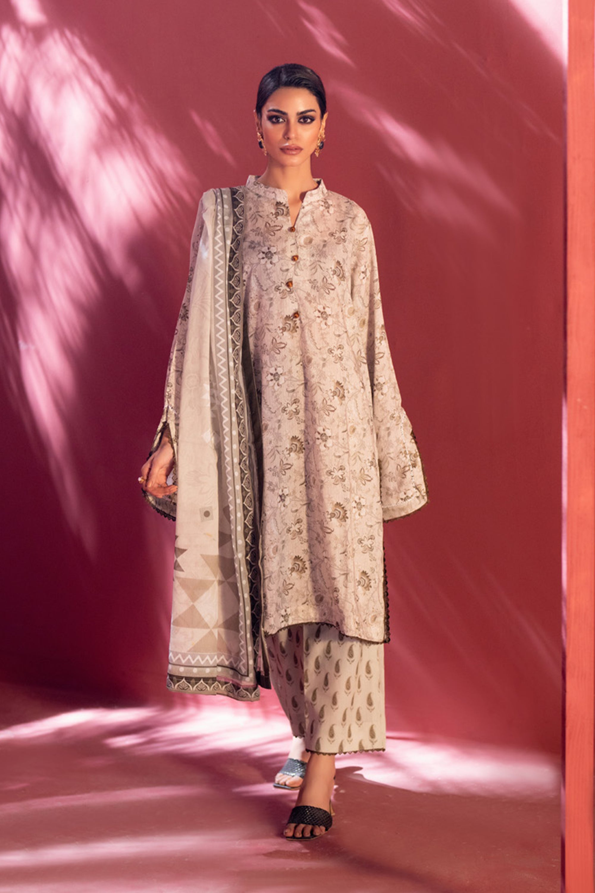 Stella Digital Printed Lawn Timeless Beige Elegance