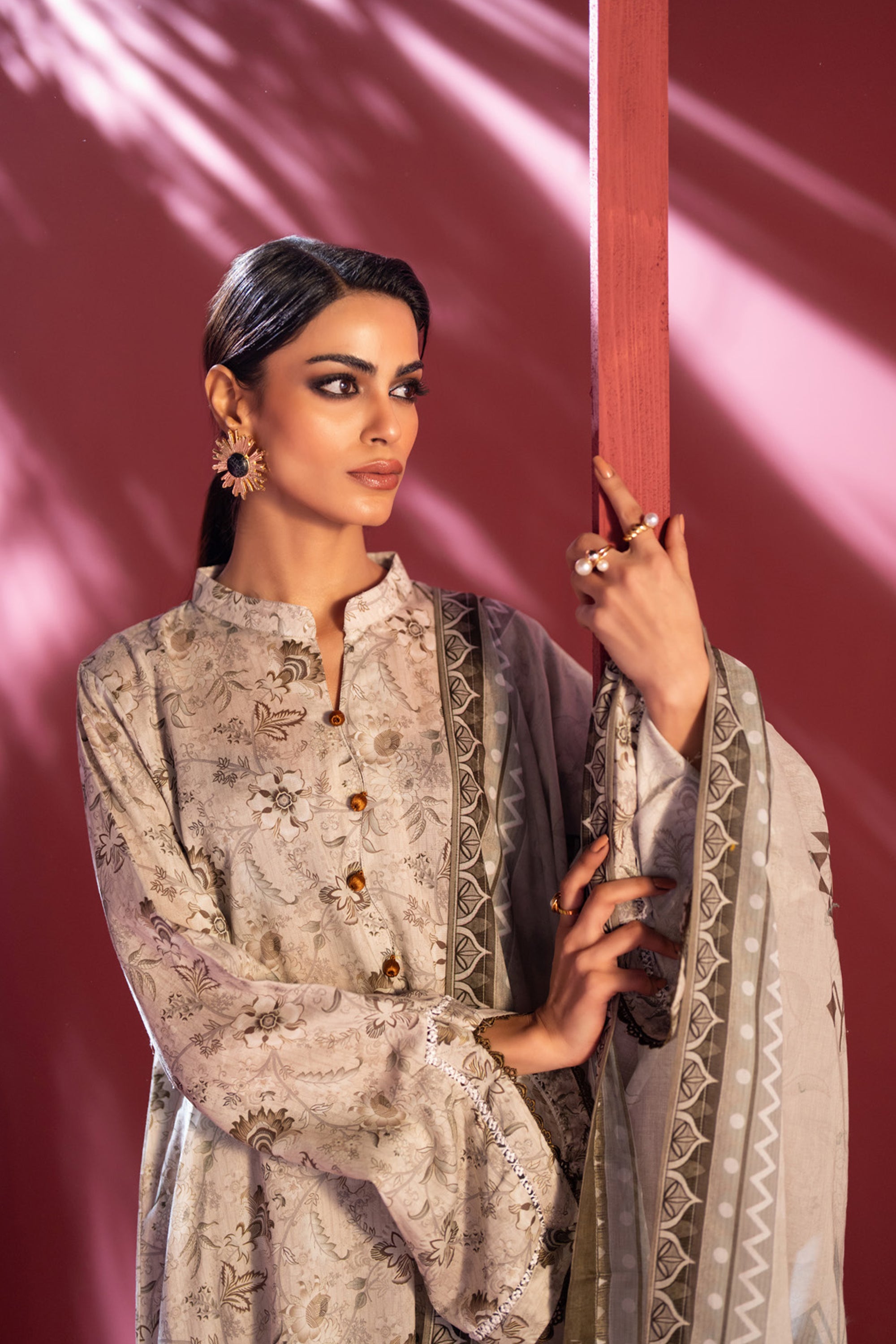 Stella Digital Printed Lawn Timeless Beige Elegance