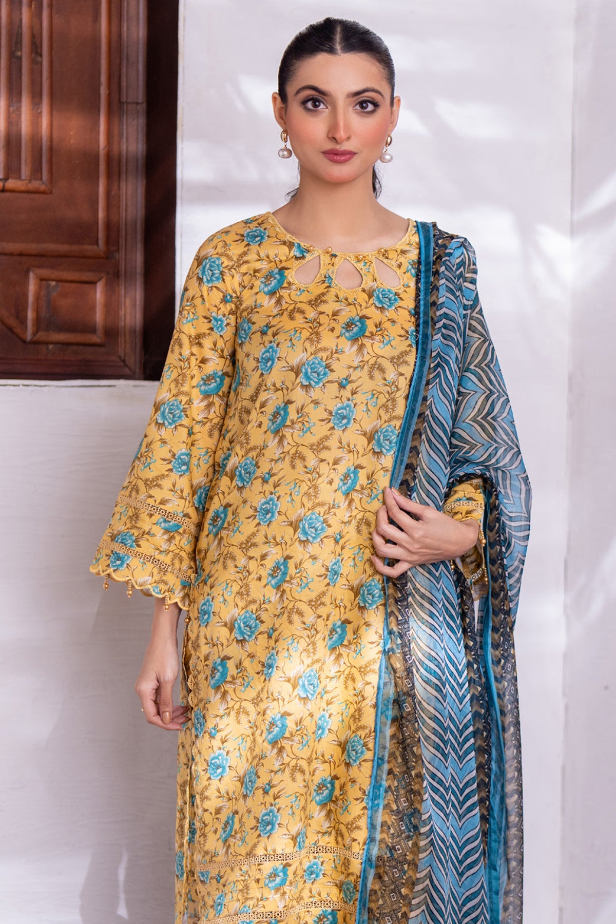 Identic Separates Lawn With Bamber Dupatta Golden Bloom