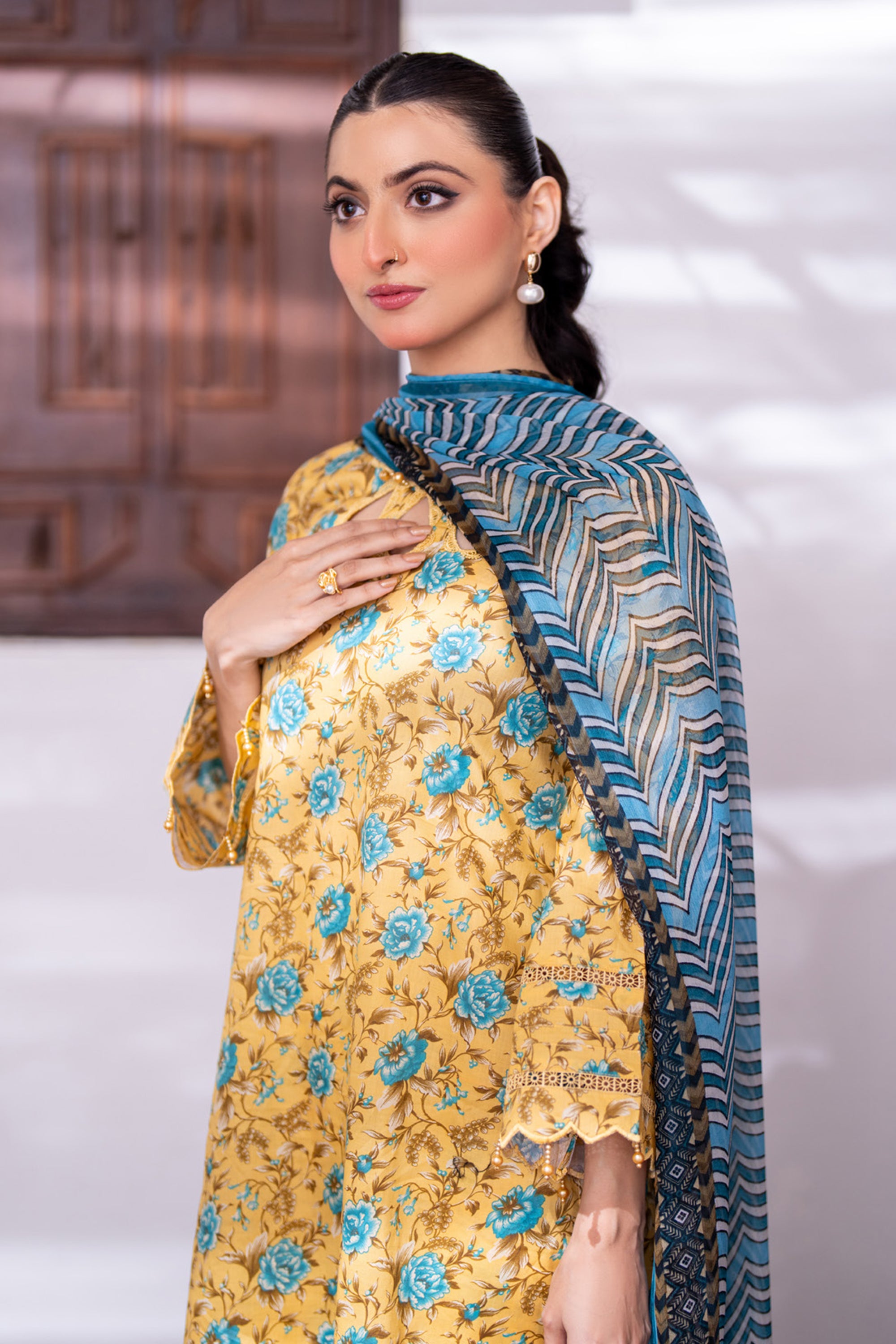 Identic Separates Lawn With Bamber Dupatta Golden Bloom