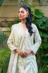 Stylish Pastel Floral Lawn Set with Border