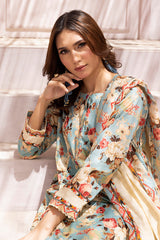 Seaside Bloom Watercolor Lawn Suit