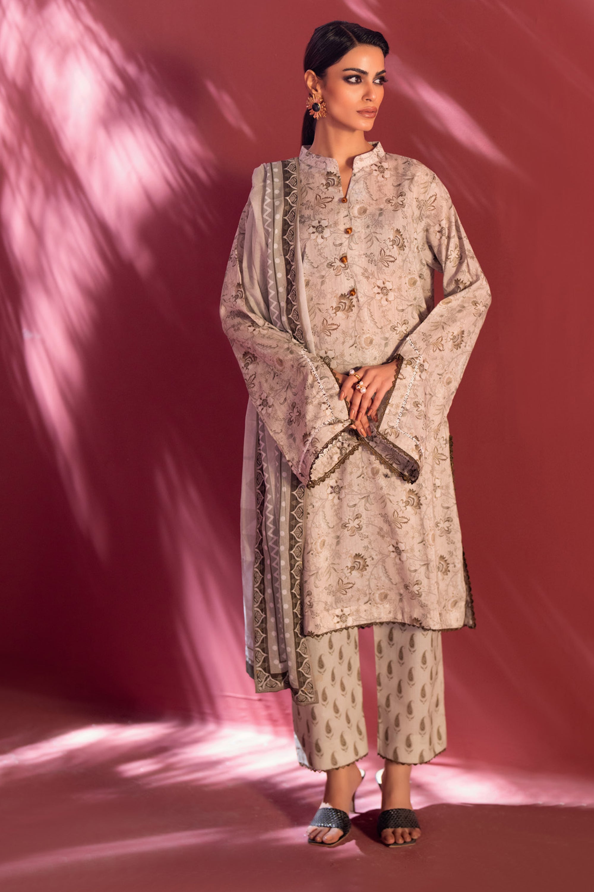 Stella Digital Printed Lawn Timeless Beige Elegance