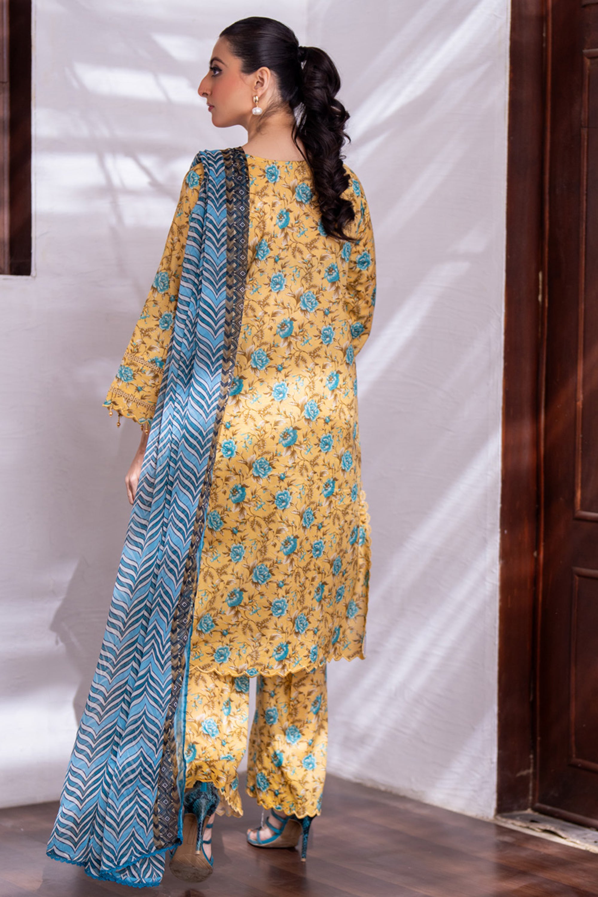 Identic Separates Lawn With Bamber Dupatta Golden Bloom