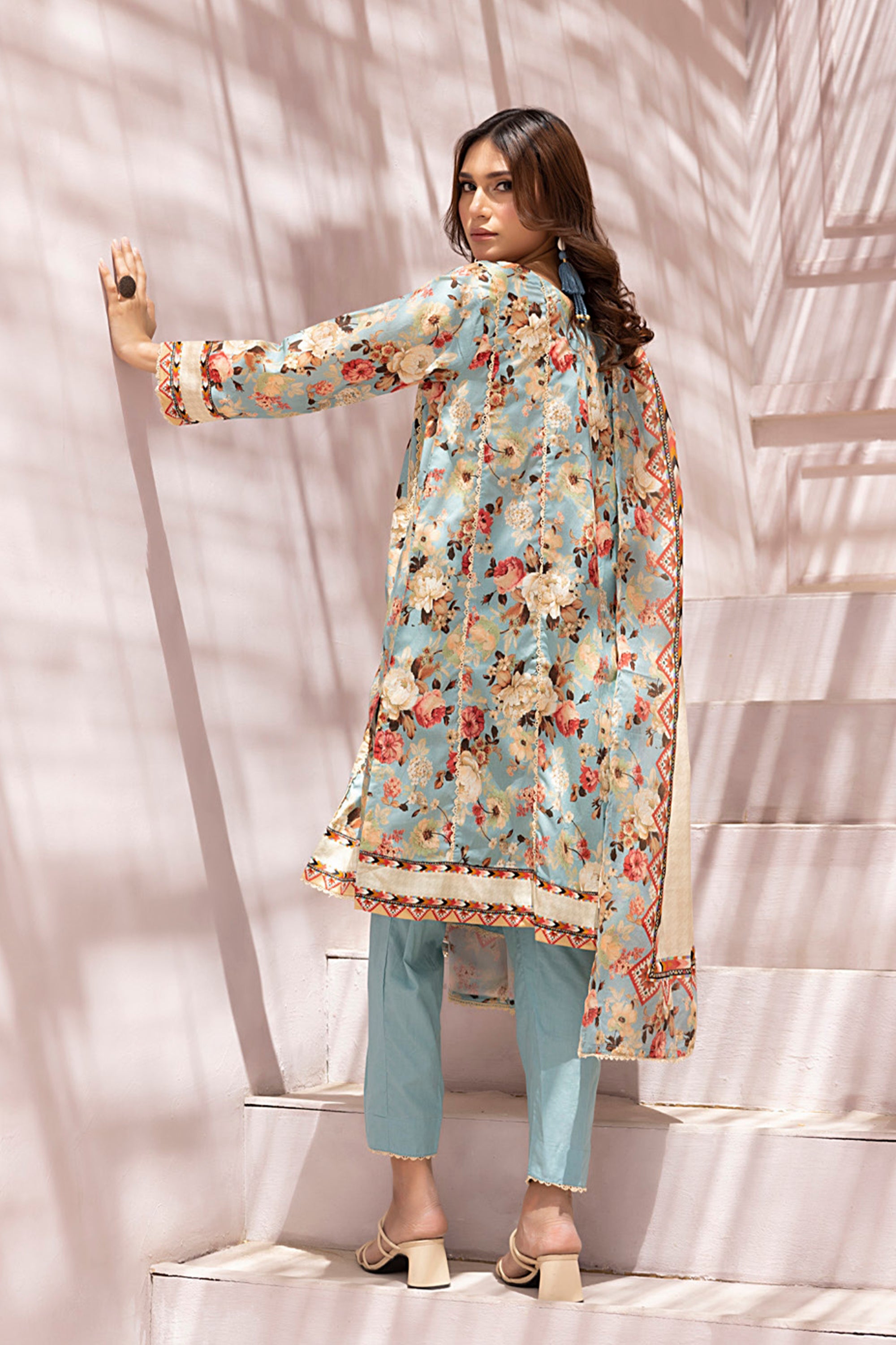 Seaside Bloom Watercolor Lawn Suit