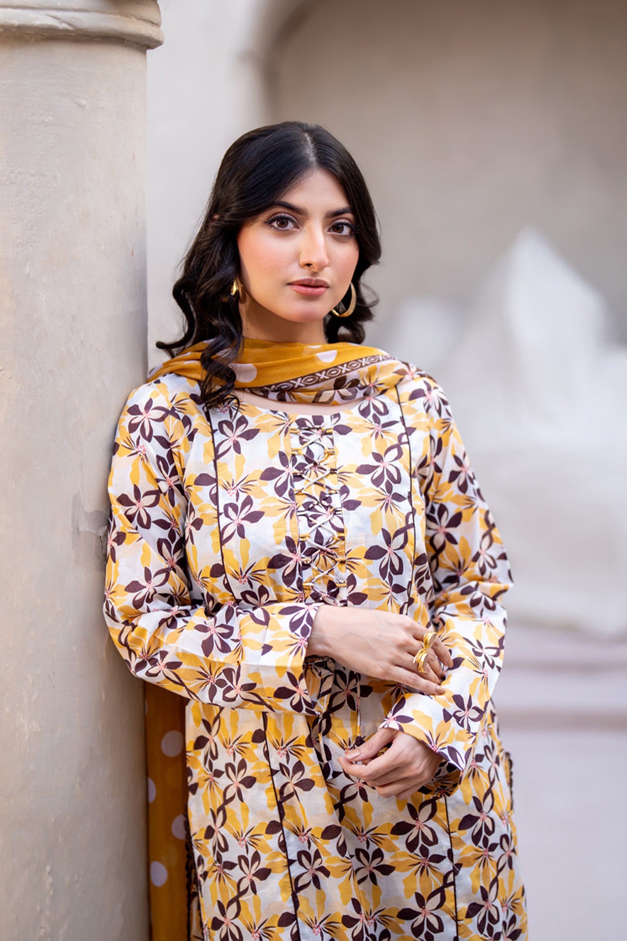 Identic Separates Lawn With Bamber Dupatta Golden Bloom