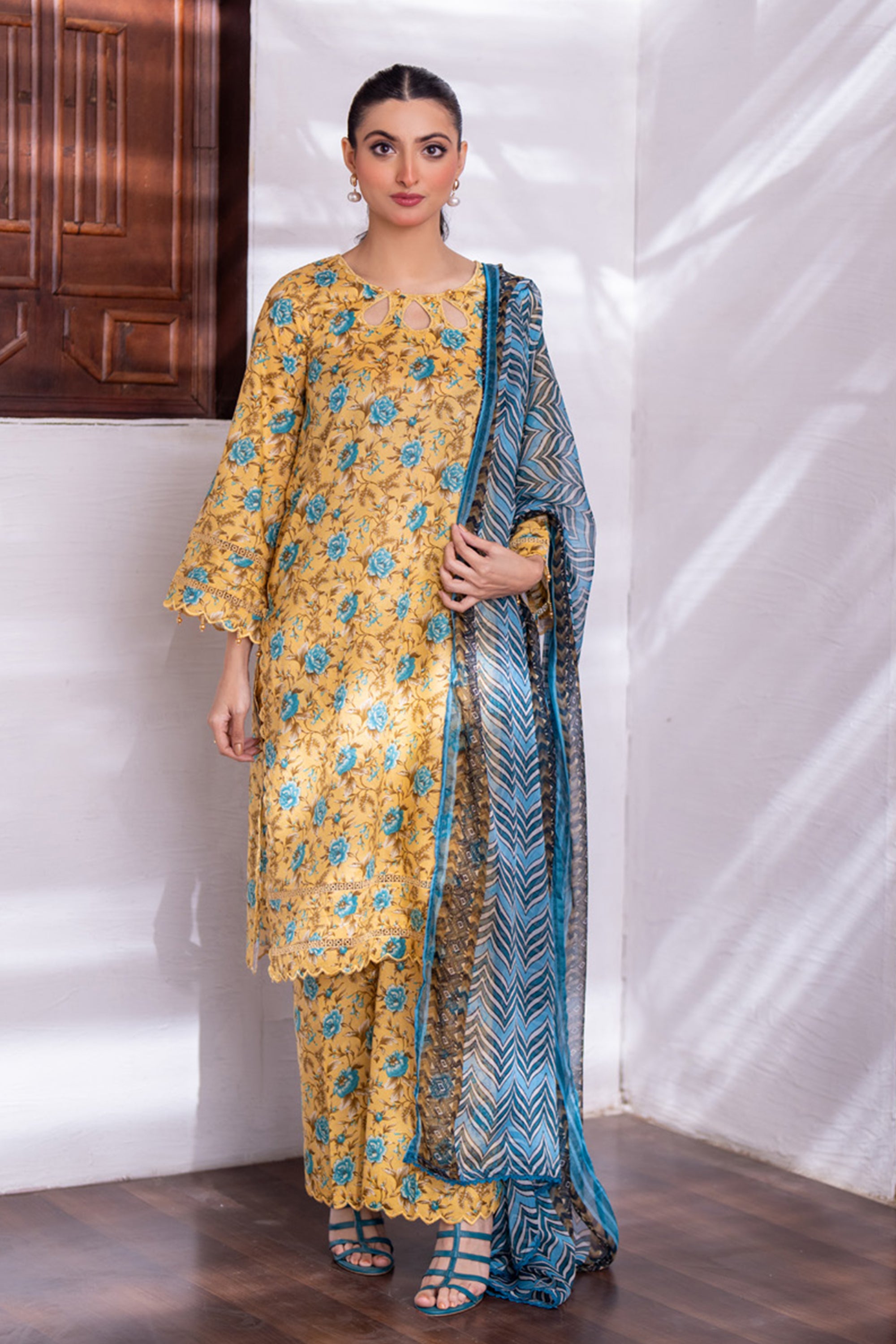 Identic Separates Lawn With Bamber Dupatta Golden Bloom