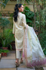 Stylish Pastel Floral Lawn Set with Border