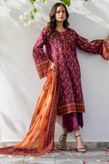 Salina Maroon Printed Unstitched 3-Piece Lawn Suit by Regalia Textile