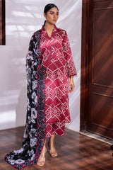 Identic Separates Lawn With Bamber Dupatta Crimson Geometry