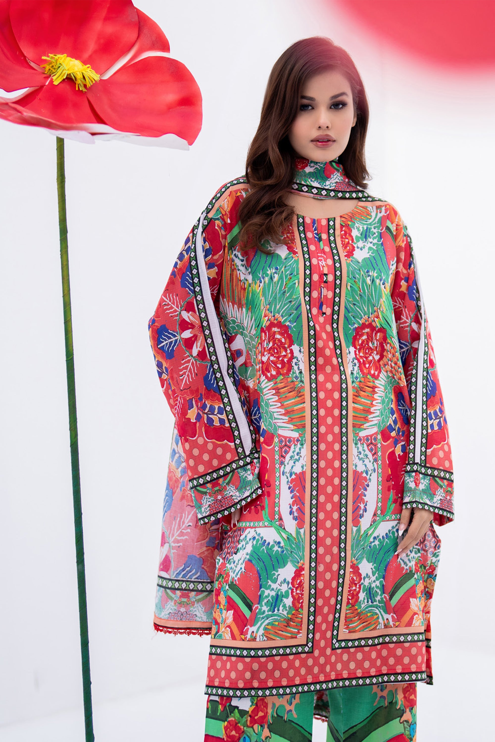 Tropical Bloom Bordered Grace Suit Set
