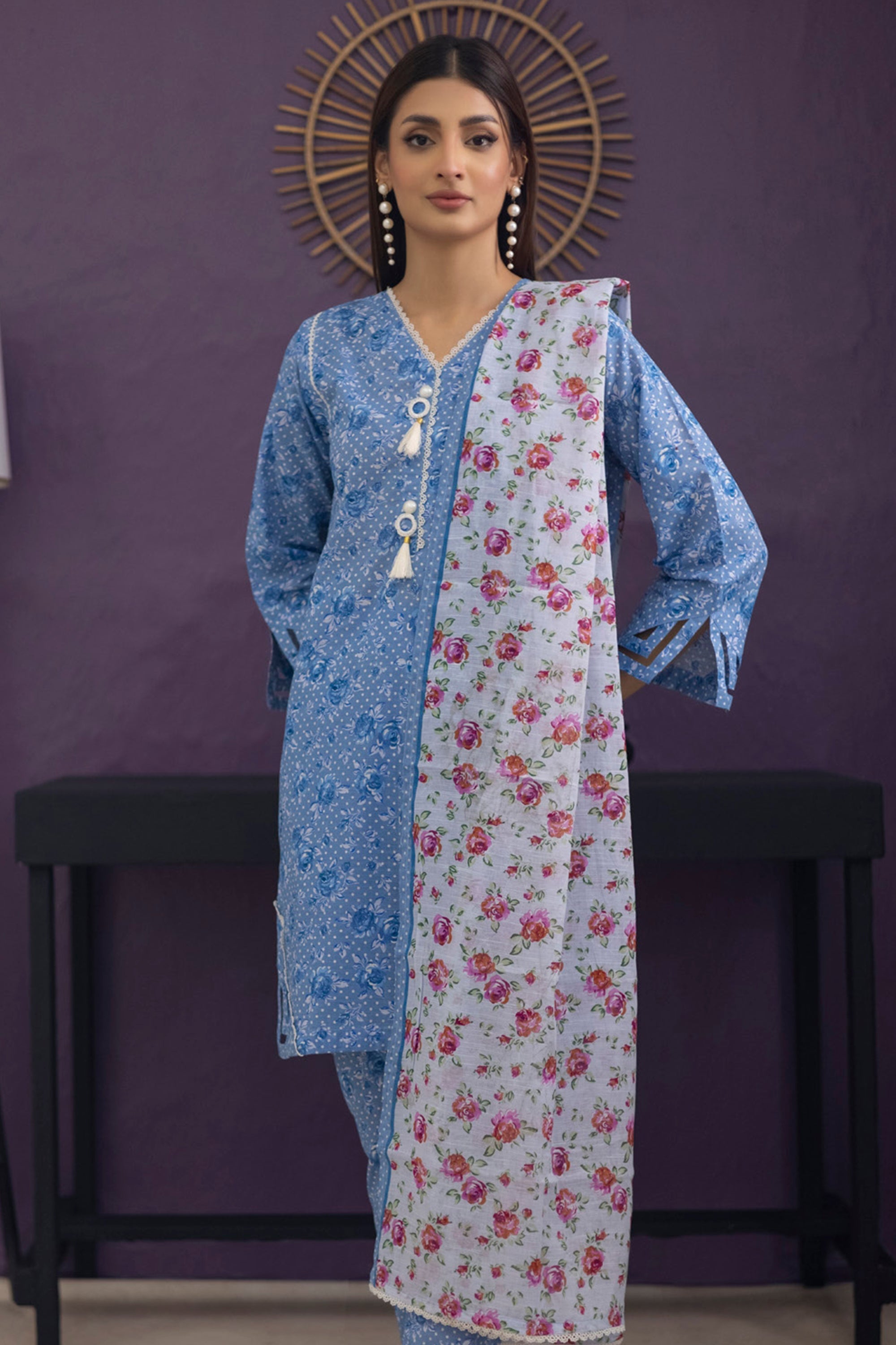 Identic Trendy Threads Vol 3 Elegant Sky Blue Floral