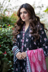 Salina Black & Pink Printed Unstitched 3 Piece Lawn Suit