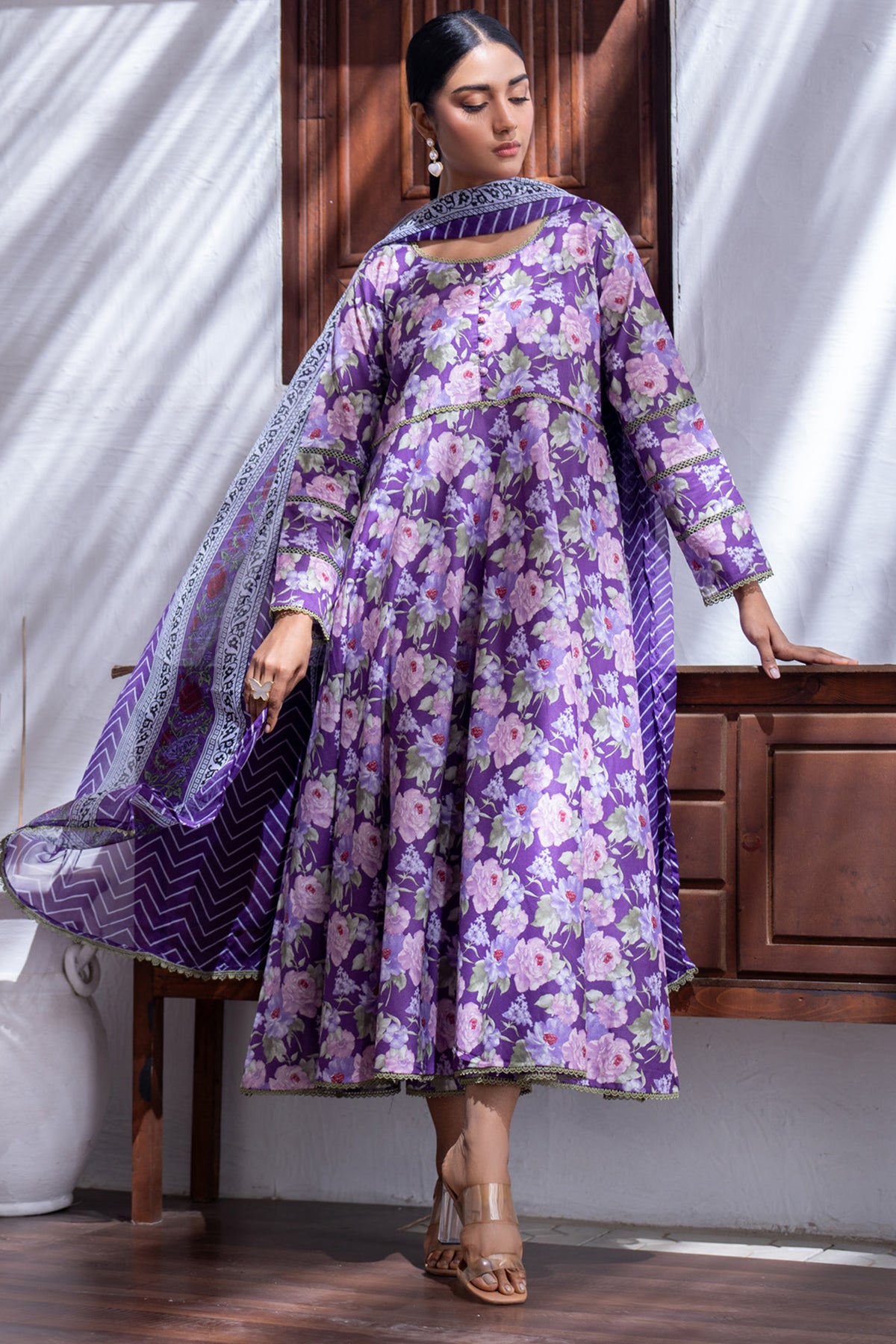 Identic Separates Lawn With Bamber Dupatta Lavender Elegance
