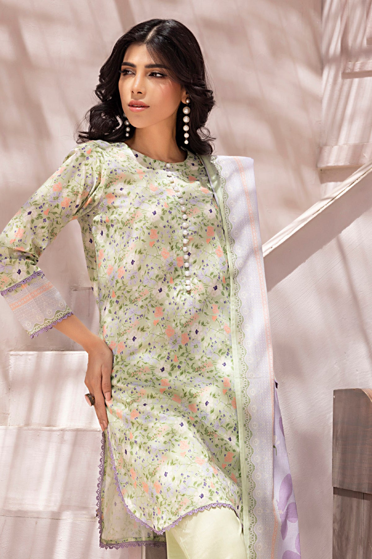 Pistachio Bloom Whisper Lawn Suit
