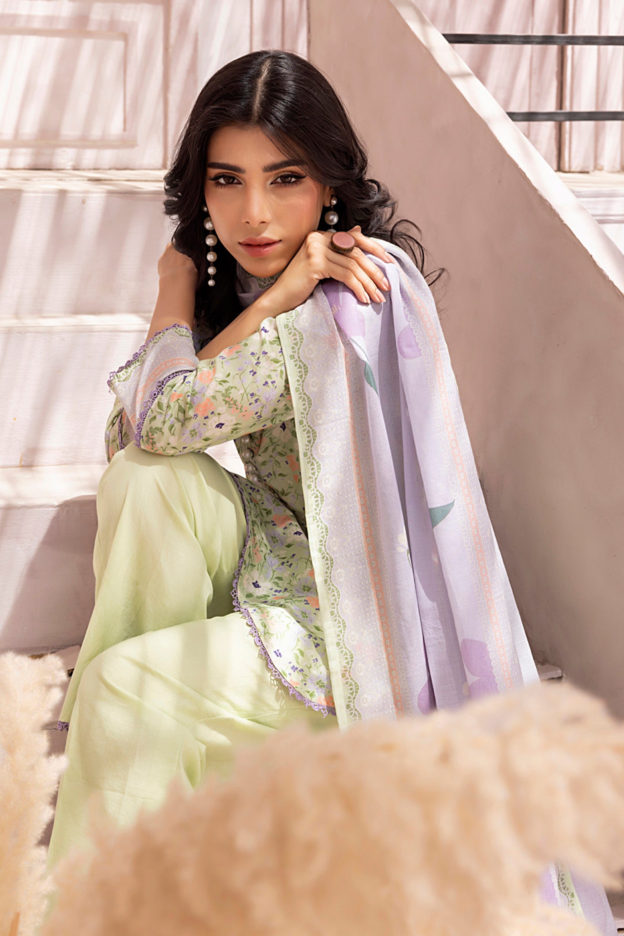 Pistachio Bloom Whisper Lawn Suit
