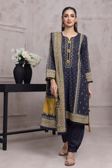 Salina Digital Printed Lawn Navy Blue and Gold