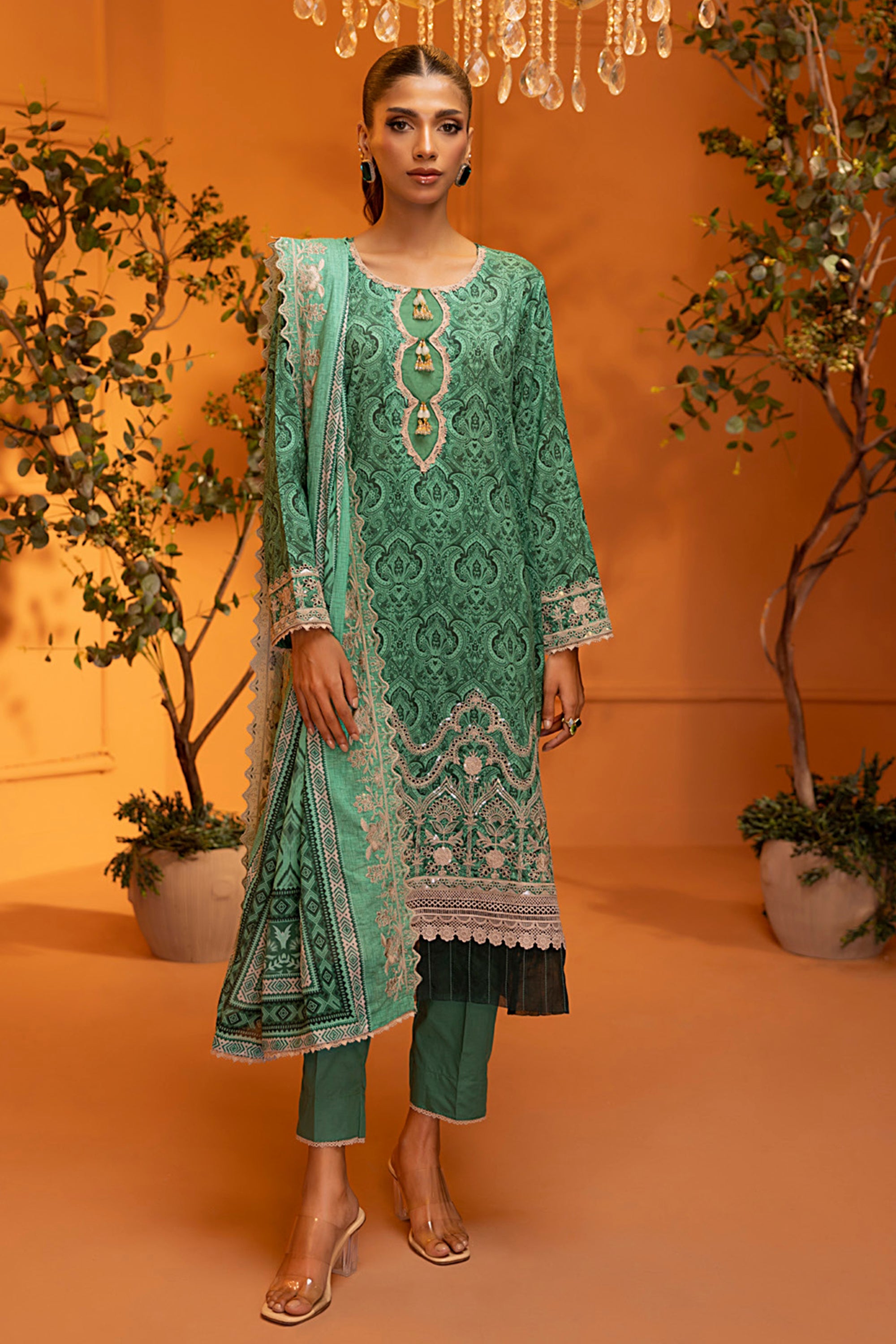 Salina Cutwork Dupatta Collection Exquisite Green