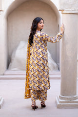 Identic Separates Lawn With Bamber Dupatta Golden Bloom