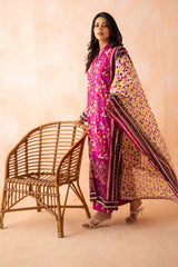 Magenta Floral Printed Lawn Suit
