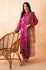 Magenta Floral Printed Lawn Suit