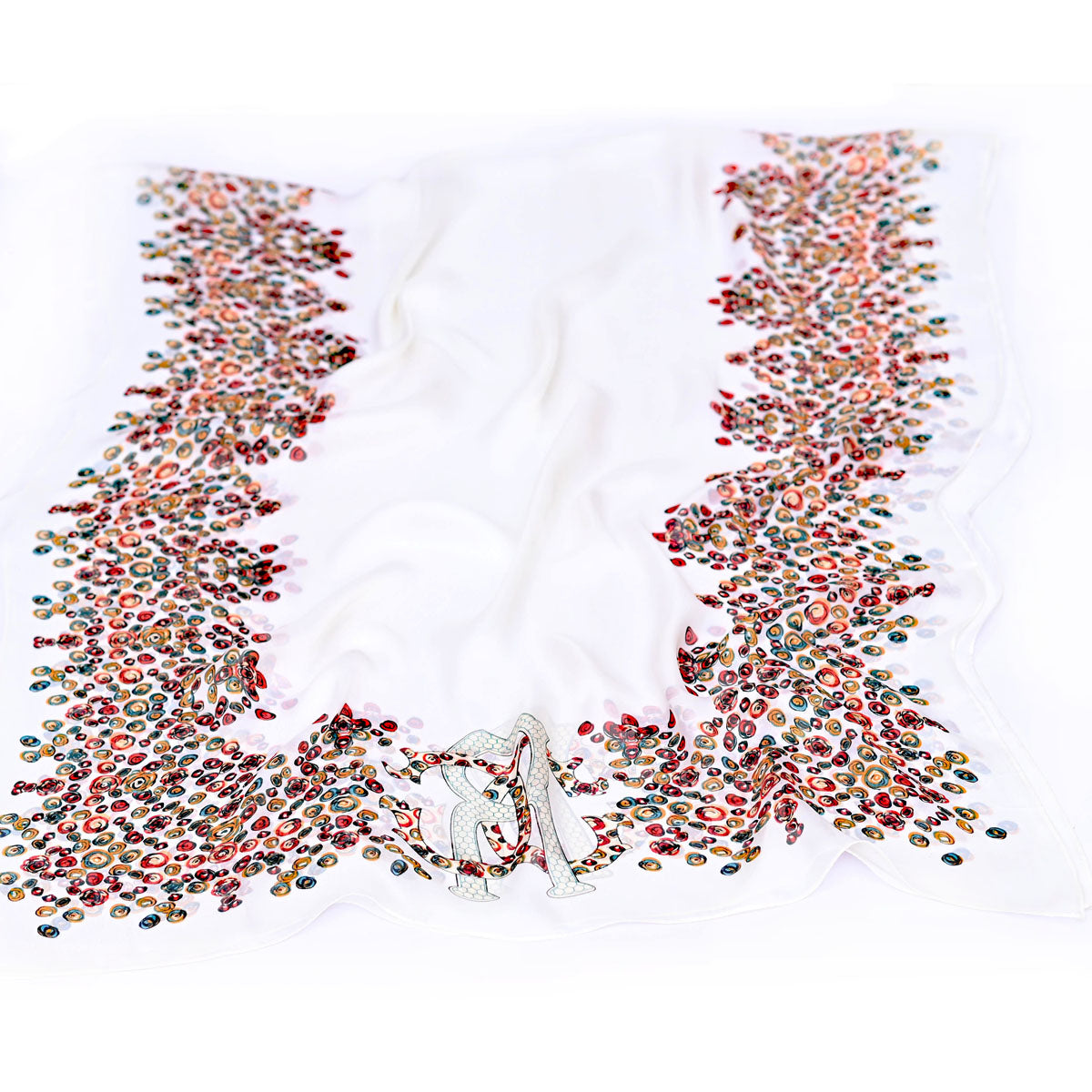 Flower print silk scarf