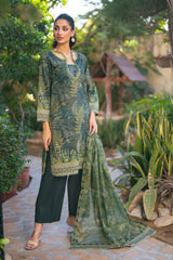 Elegant Botanical Print Lawn Ensemble