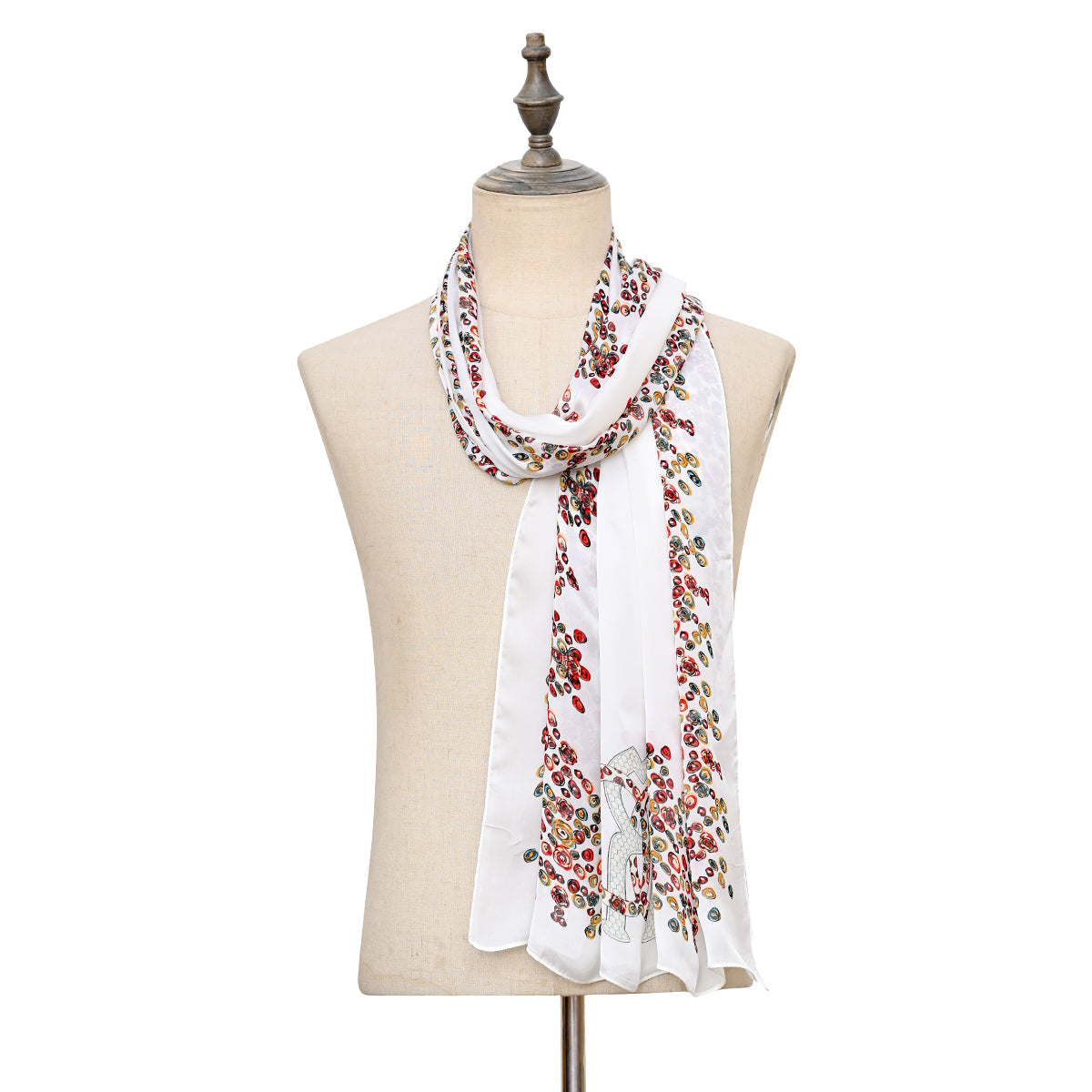 Flower print silk scarf