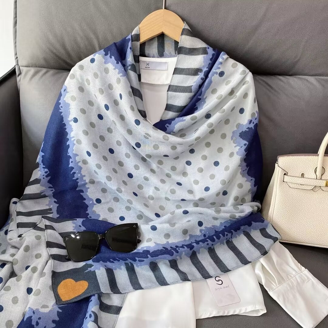 Polka Blue mustard scarf