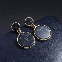 Break Black Round Drop Earrings Pair