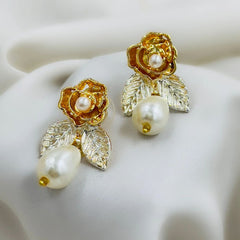 Flower/Pearl Drop Earring Pair